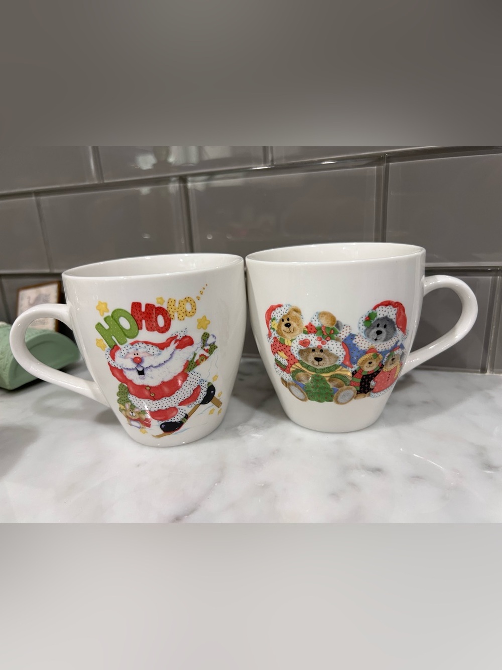 Royal Norfolk Holiday Mug Set with Santa and Bear Designs